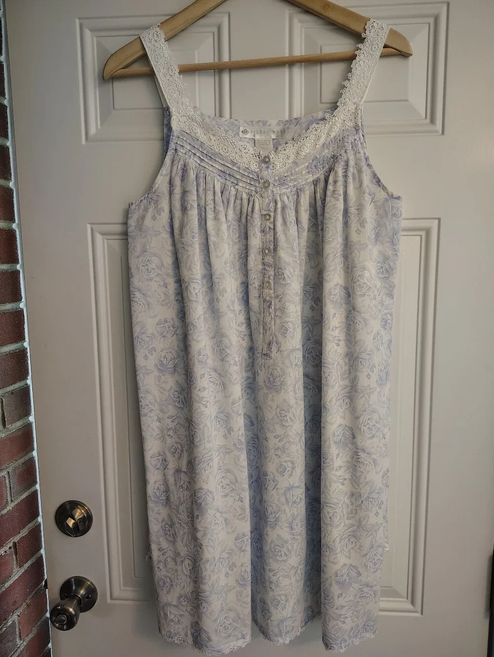 Eileen West 100% Cotton Lawn Nightgown & Robe Set Small Blue Floral Lace 2pc - Picture 7 of 16